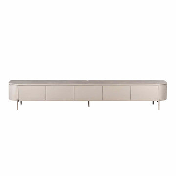 TV-Möbel - Mangoholz Taupe, Schwebendes Design, Fünf Türen, 280 cm – Excellent | Starfurn