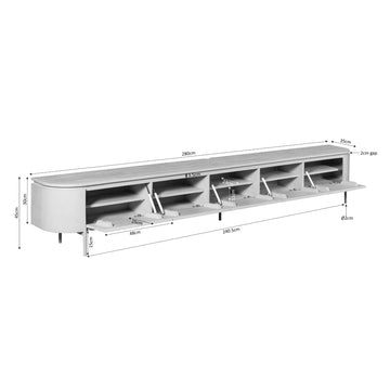 TV-Möbel - Mangoholz Taupe, Schwebendes Design, Fünf Türen, 280 cm – Excellent | Starfurn