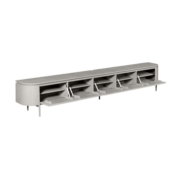 TV-Möbel - Mangoholz Taupe, Schwebendes Design, Fünf Türen, 280 cm – Excellent | Starfurn