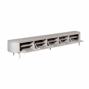 TV-Möbel - Mangoholz Taupe, Schwebendes Design, Fünf Türen, 280 cm – Excellent | Starfurn
