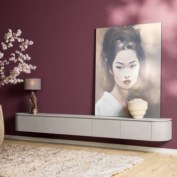 TV-Möbel - Mangoholz Taupe, Schwebendes Design, Fünf Türen, 280 cm – Excellent | Starfurn