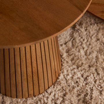Couchtisch – Mangoholz Material, Runde Form, Natur Farbe, 80 cm - Solana | Starfurn