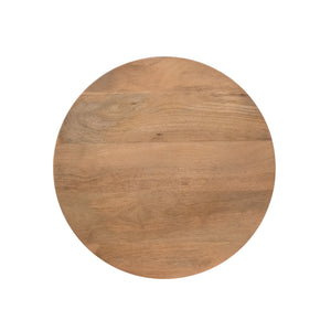Coffee table – Natural wood look, Round tabletop, Pedestal base with vertical slat pattern – Solana | Starfurn