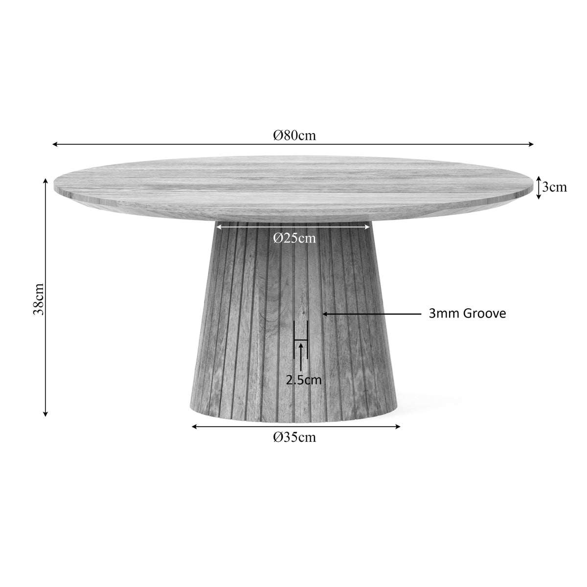 Coffee Table – Round Design, Mango Wood, Solid Frame – Solana | Starfurn