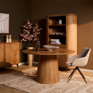 Dining Table – Mango Wood Tabletop, Solid Wood Frame, Round Shape – Solana | Starfurn