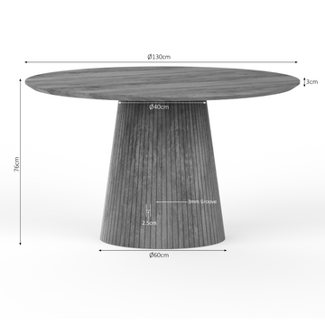 Esszimmertisch – Mangoholz Tischplatte, Massivholzgestell, Runde Form – Solana | Starfurn