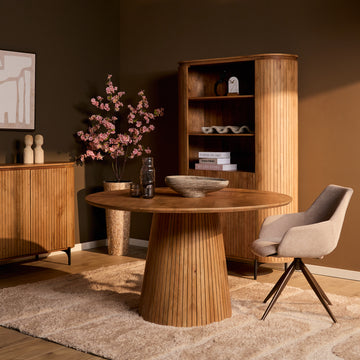 Dining Table – Mango Wood, Natural Finish, Slat Look – Solana | Starfurn