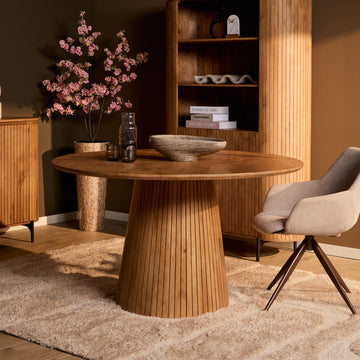 Dining Table – Mango Wood, Natural Finish, Slat Look – Solana | Starfurn