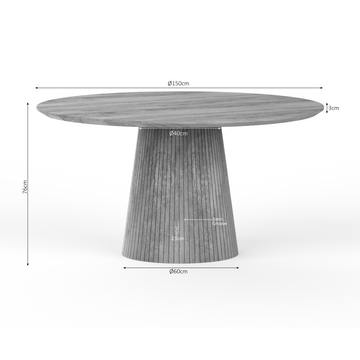 Dining Table – Mango Wood, Natural Finish, Slat Look – Solana | Starfurn