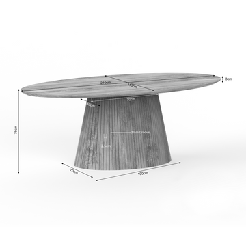 Esszimmertisch – Ovales Design, Naturfarbe, Mangoholz – Solana | Starfurn