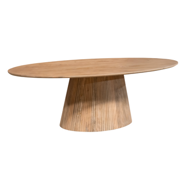 Esszimmertisch – Mangoholz Tischplatte, Massivholzgestell, Ovale Form – Solana | Starfurn