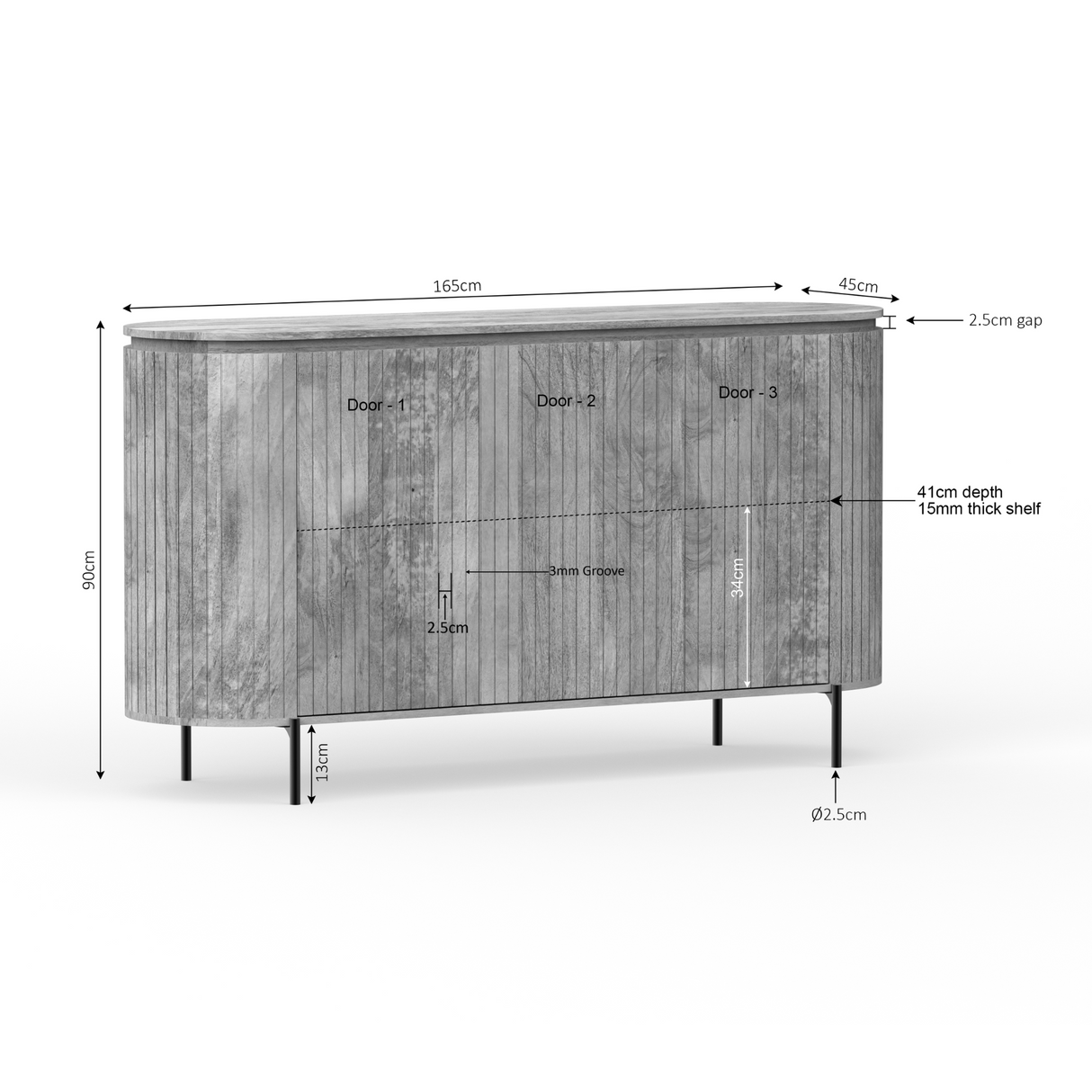 Sideboard - Mango wood, slatted front, natural color - Solana | Starfurn