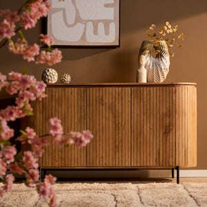 Sideboard - Mango wood, slatted front, natural color - Solana | Starfurn