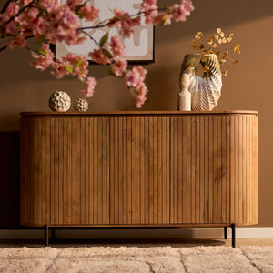 Sideboard - Mango wood, slatted front, natural color - Solana | Starfurn