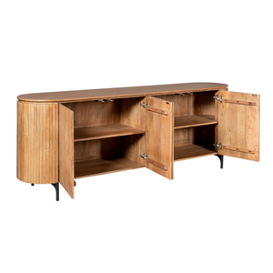 Sideboard – Mango wood, slatted pattern, metal frame – Solana | Starfurn