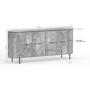 Sideboard – Mango wood, slatted pattern, metal frame – Solana | Starfurn