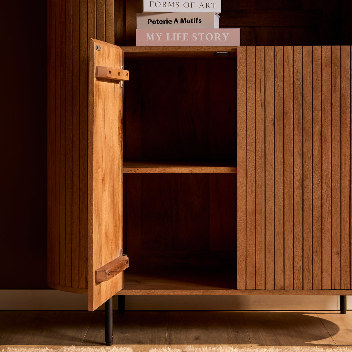 Wall Cabinet – Natural Finish, Mango Wood Material, Modern Design – Solana | Starfurn