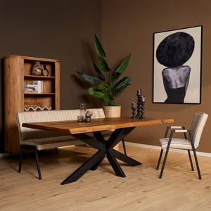 Dining Table – Solid Mango Wood, Metal Frame, Natural Live Edge – Boston | Starfurn