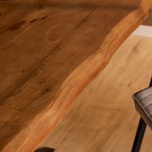 Dining Table – Solid Mango Wood, Metal Frame, Natural Live Edge – Boston | Starfurn