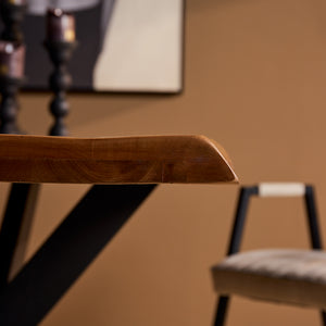 Dining Table – Solid Mango Wood, Metal Frame, Natural Live Edge – Boston | Starfurn
