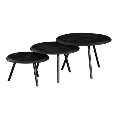 Coffee Table – Round Shape, Solid Mango Wood, Metal Legs – Ohio | Starfurn