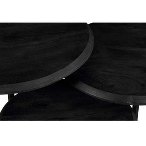 Couchtisch - Mangoholz Schwarz, Metall Schwarz, Rund Form, 70 cm – Ohio | Starfurn