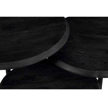 Couchtisch - Mangoholz Schwarz, Metall Schwarz, Rund Form, 70 cm – Ohio | Starfurn