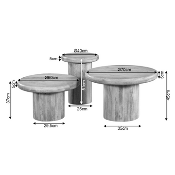 Couchtisch - Mangoholz Sand, Runde Form, Vielseitiges Design, 70 cm – Maya | Starfurn