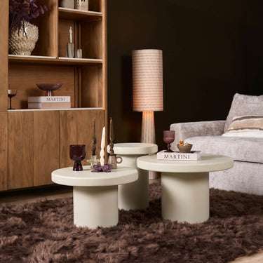 Couchtisch - Mangoholz Sand, Runde Form, Vielseitiges Design, 70 cm – Maya | Starfurn