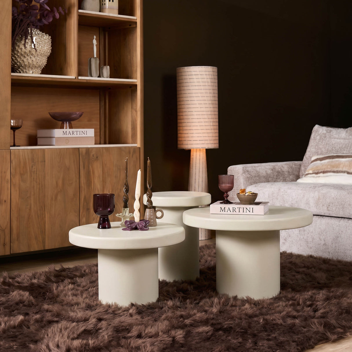 Couchtisch - Mangoholz Sand, Runde Form, Vielseitiges Design, 70 cm – Maya | Starfurn