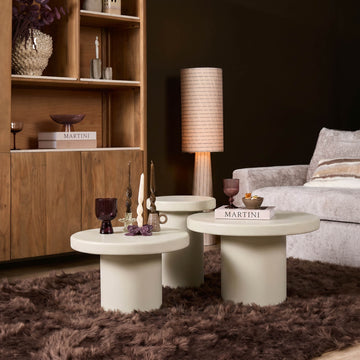 Couchtisch - Mangoholz Sand, Runde Form, Vielseitiges Design, 70 cm – Maya | Starfurn