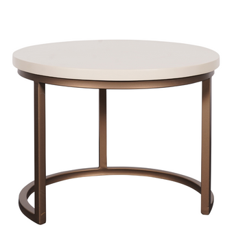Coffee Table – Mango Wood Material, Bronze-colored Steel Legs, Round Design 3-piece Set – Madison | Starfurn