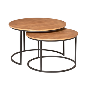 Couchtisch – Mangoholz, Metallgestell, 2er-Set – Madison | Starfurn