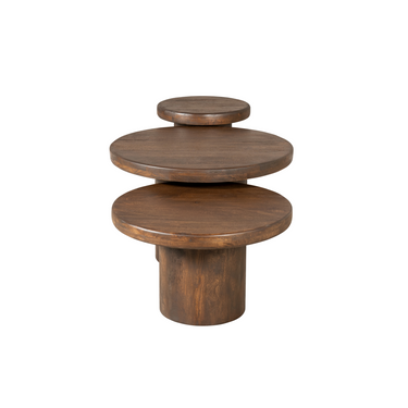 Coffee Table Set - Mango Wood, Three-Piece Design, Modular Arrangement - Maya | Starfurn