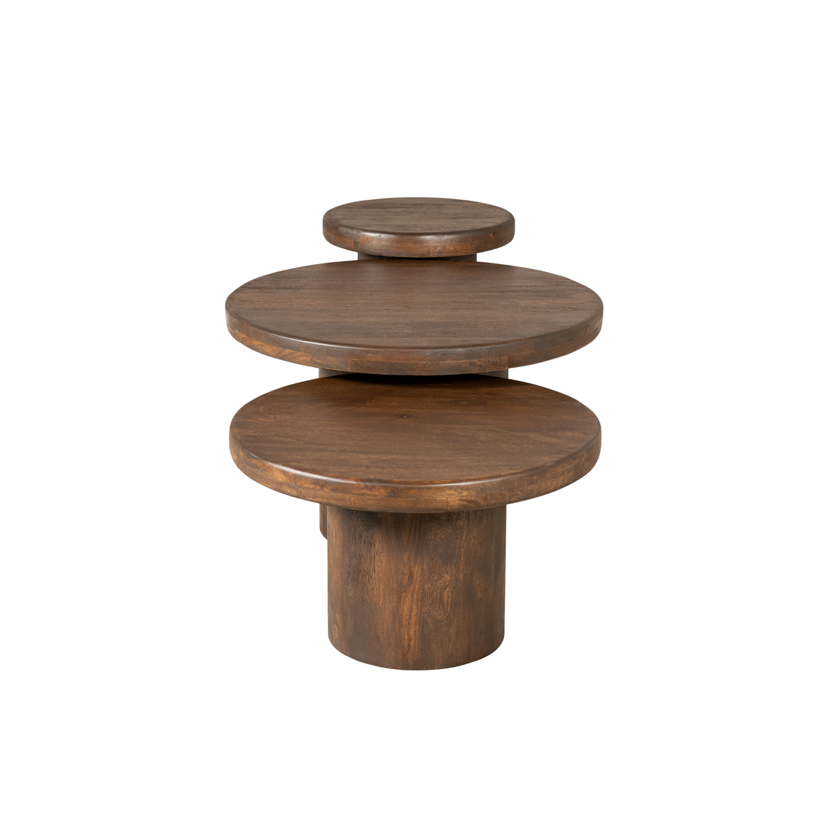 Couchtisch - Mangoholz Braun, Runde Form, Vielseitiges Design, 70 cm – Maya | Starfurn