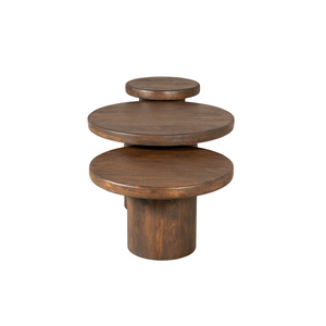 Couchtisch - Mangoholz Braun, Runde Form, Vielseitiges Design, 70 cm – Maya | Starfurn