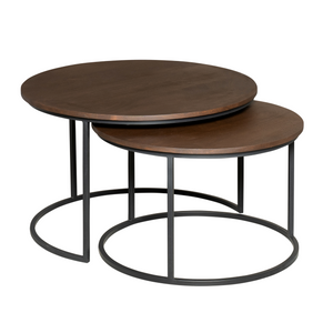 Coffee Table - Solid Mango Wood, Brown Finish, Black Steel Frame - Madison | Starfurn