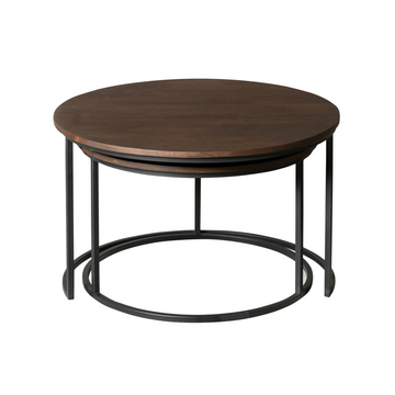 Couchtisch - Braunes Mangoholz, Schwarzes Stahlgestell, 2er-Set, 70 cm – Madison | Starfurn