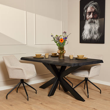 Dining Table – Live Edge Design, Mango Wood, Metal Frame – Boston | Starfurn
