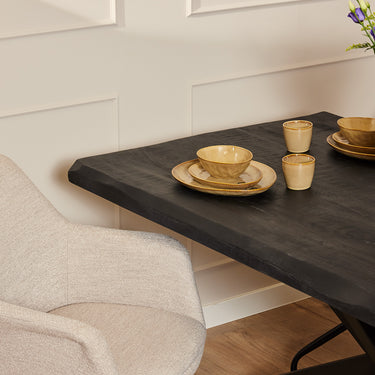 Dining Table – Live Edge Design, Mango Wood, Metal Frame – Boston | Starfurn