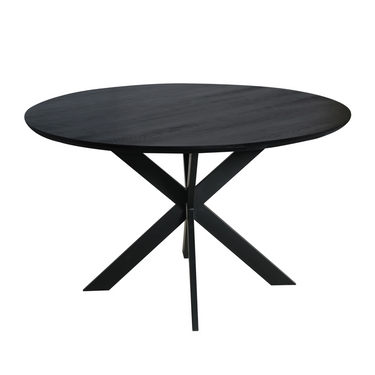 Esszimmertisch - Eiche Schwarz, Metallgestell, Runde Form, 130 cm – Ferris | Starfurn