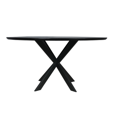 Dining Table – European Oak, Black Steel, Round Shape – Ferris | Starfurn