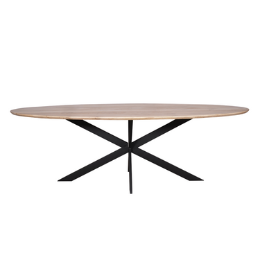 Dining Table – Natural Surface, Oak Wood Material, Oval Design – Ferris | Starfurn