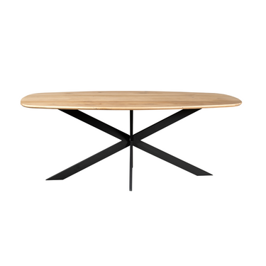 Esszimmertisch - Eiche Natur, Metallgestell, Oval Form, 200 cm – Ferris | Starfurn