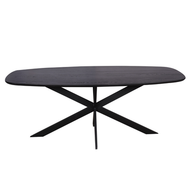 Dining Table – Oak Wood Material, Steel Frame, Danish Oval Design – Ferris | Starfurn