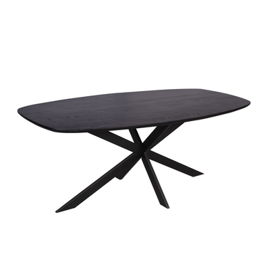 Dining Table – Oak Wood Material, Steel Frame, Danish Oval Design – Ferris | Starfurn