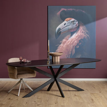 Dining Table - Oak Wood, Black Finish, Metal Frame, Danish Oval Shape – Ferris | Starfurn