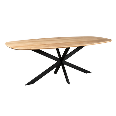 Dining Table – European Oak, Danish Oval, Black Metal – Ferris | Starfurn
