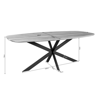 Dining Table – European Oak, Danish Oval, Black Metal – Ferris | Starfurn