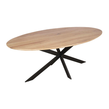 Dining Table – Oval Design, Oak Tabletop, Metal Frame – Ferris | Starfurn